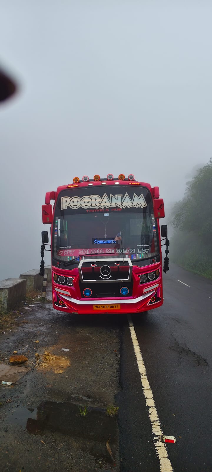 Luxury Tourist Coach in Foggy Hills